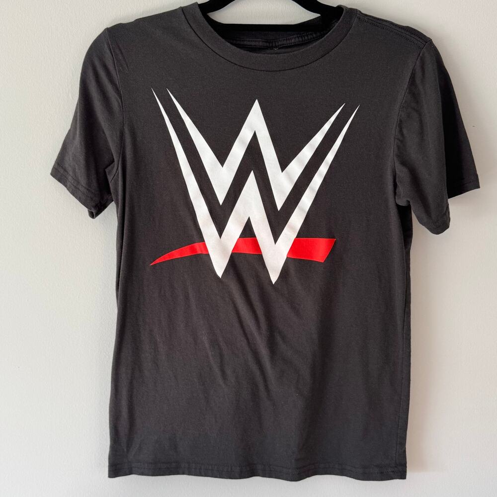 WWE Logo T Shirt Youth Large Black Red White Wrestling Official Tee